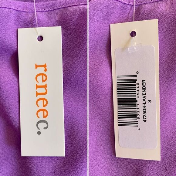 RENEE C. Semi Sheer Asymmetric Midi‎ Caftan Dress in Lavender Size S - Picture 8 of 12